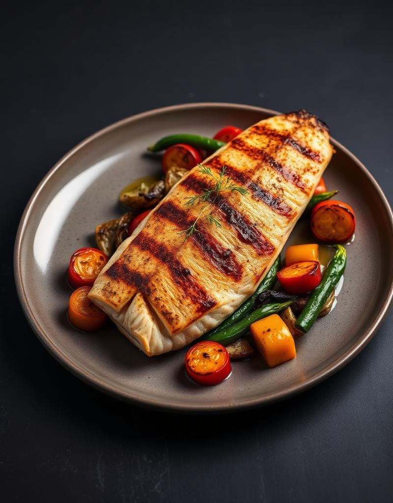 File de tilapia grelhado &mdash; opcao de prato do buffet em Rio Verde-GO Douratto Buffet